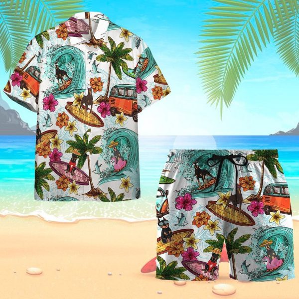 Enjoy Surfing With Doberman Pinscher Dog Hawaii Shirt, Summer Shirt For Men and Women Jezsport.com