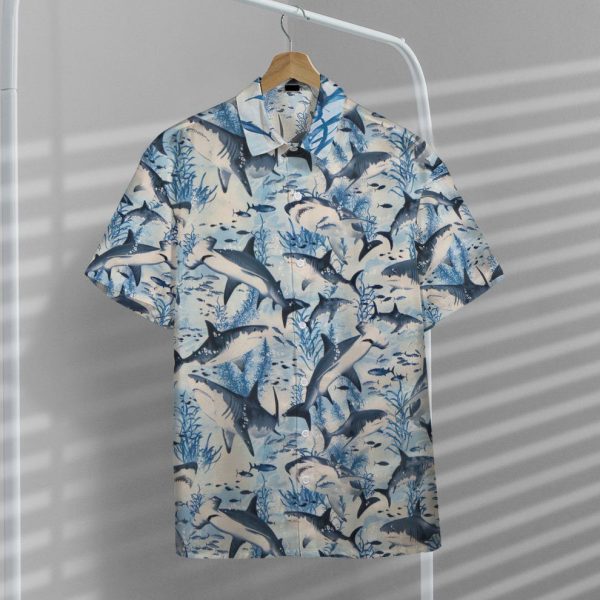 Swimming Sharks 3D Hawaii Shirt, Summer Shirt For Men and Women Jezsport.com