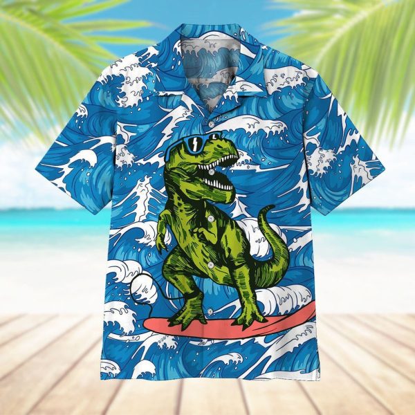 T Rex Surfing Hawaii Shirt, Summer Shirt For Men and Women Jezsport.com