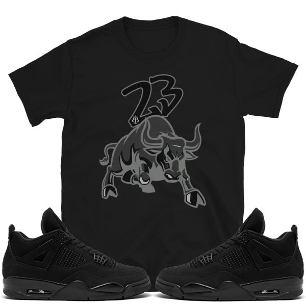 Black Bull T-Shirt Matches Jordan 4 "Black Cat" Jezsport.com