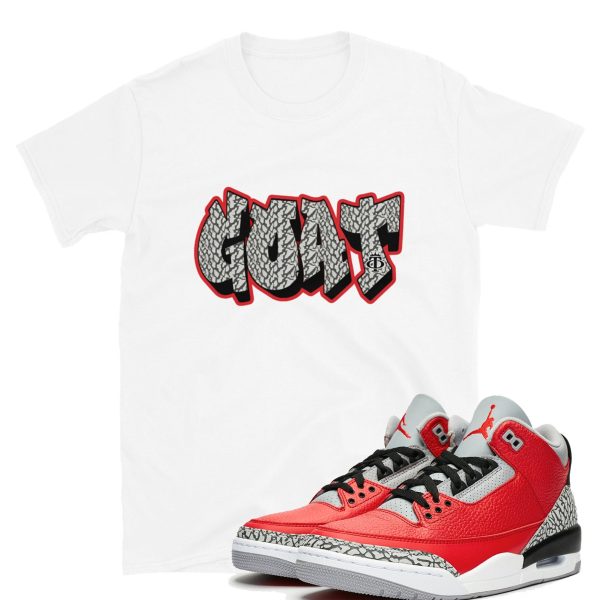 Goat T-Shirt in White and Black Made for Jordan 3 Cement Red "Chicago" Jezsport.com