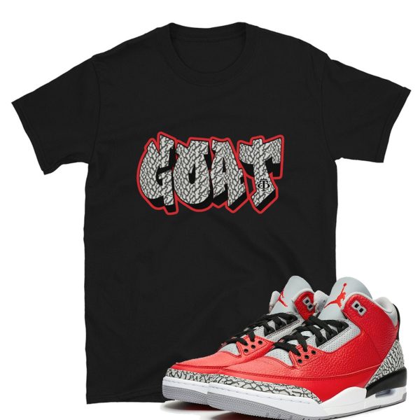 Goat T-Shirt in White and Black Made for Jordan 3 Cement Red "Chicago" Jezsport.com