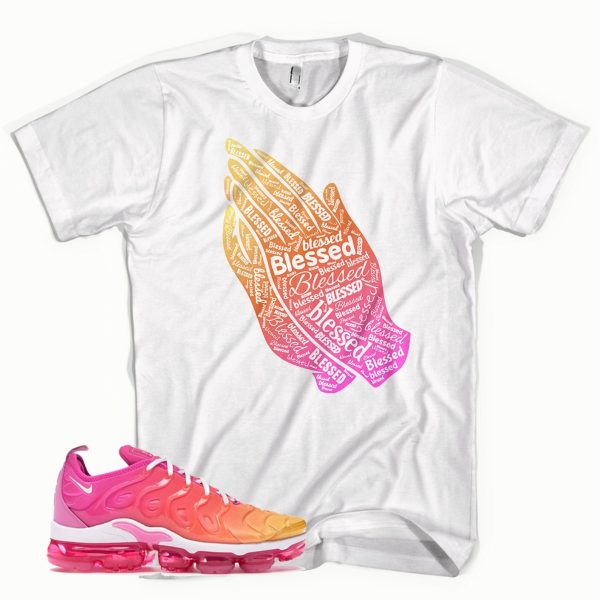 Blessed Praying Hands T-shirt Made To Match Psychic Pink-University Gold-White Jezsport.com