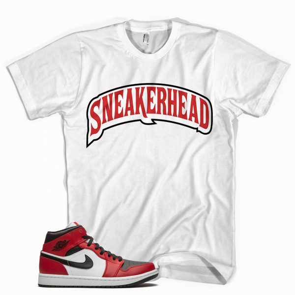 White Unisex T-Shirt "Sneakerhead" Backwoods Tribute Matches Jordan 1 Mid Jezsport.com