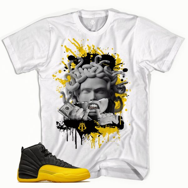 New "Medusa" White Unisex T-Shirt Made for Jordan 12 Retro Black University Gold Jezsport.com