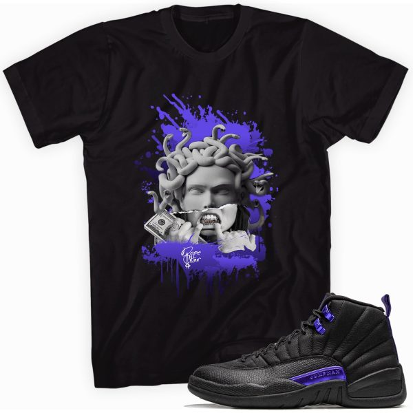 Medusa Custom Sneaker Shirt Made to Match Jordan 12 Retro Dark Concord Jezsport.com