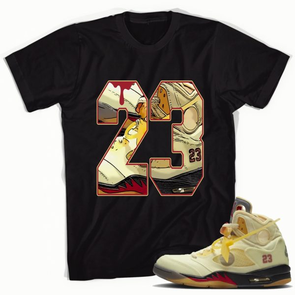 Number 23 Sneaker T-Shirt Made for Jordan 5 Retro Off White Sail 2020 Jezsport.com