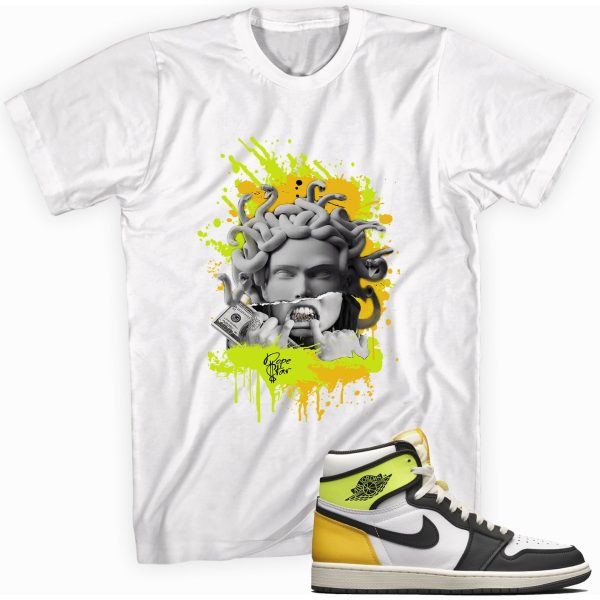 Medusa Custom Sneaker Shirt Made to Match Jordan 1 Retro High OG Volt Gold Jezsport.com