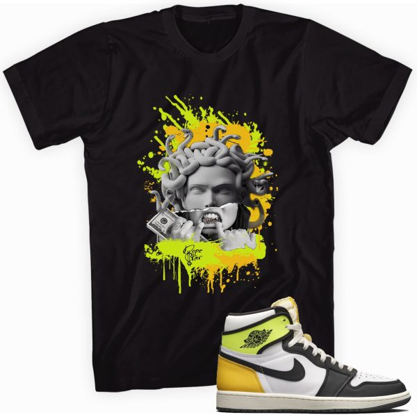 Medusa Custom Sneaker Shirt Made to Match Jordan 1 Retro High OG Volt Gold Jezsport.com