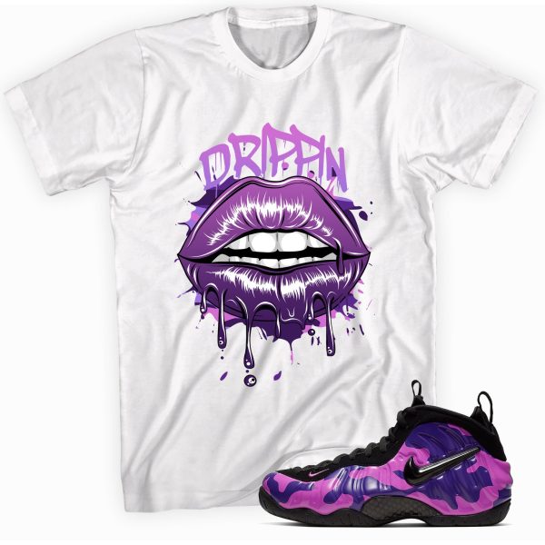 Drippin Lips T-shirt Made To Match Foamposite Purple Camo Jezsport.com