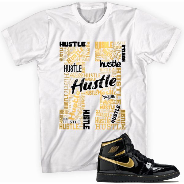 Custom Tee H for Hustle Made to Match Jordan 1s Retro High OG Metallic Gold Jezsport.com