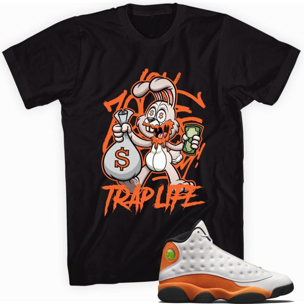 Trap Life Rabbit T-shirt Made To Match Jordan 13 Retro Starfish Jezsport.com