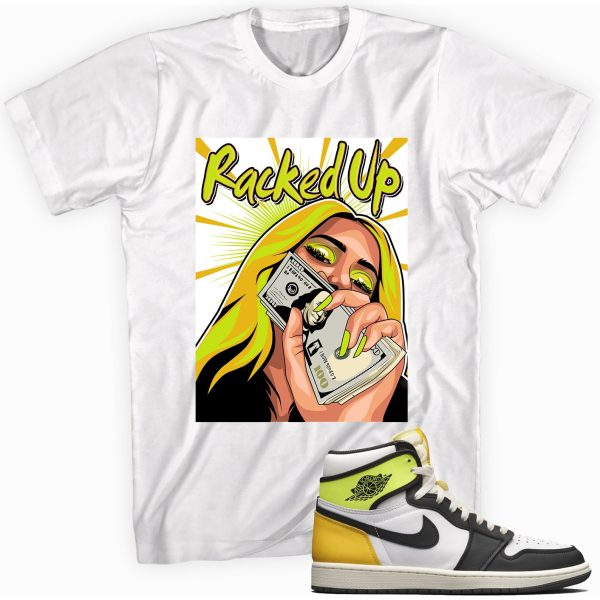 Racked Up T-shirt Made To Match Jordan 1 Retro Volt Gold Jezsport.com