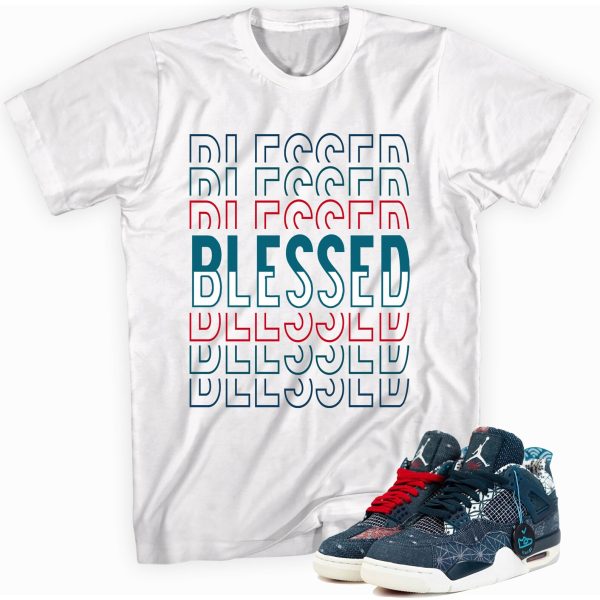 Blessed shirt Made To Match Jordan 4 Retro Sashiko Deep Ocean Jezsport.com