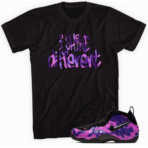 Shine Different T-shirt Made to Match Foamposite Purple Camo Jezsport.com