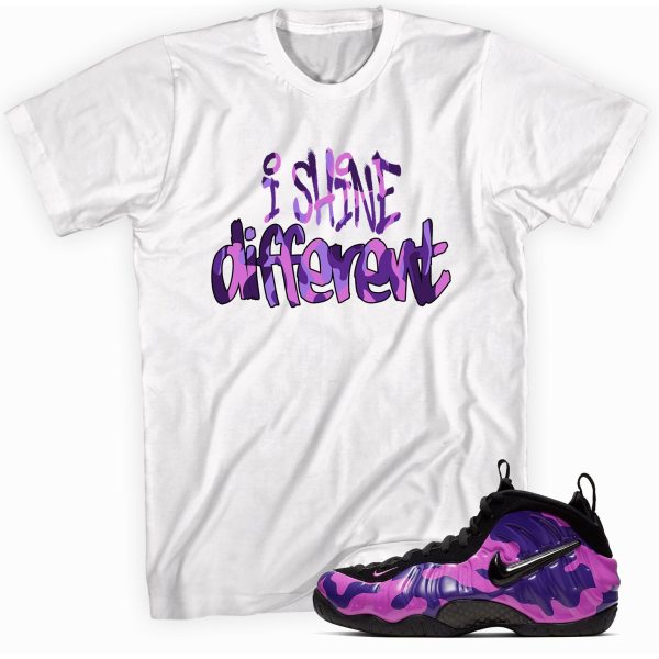 Shine Different T-shirt Made to Match Foamposite Purple Camo Jezsport.com