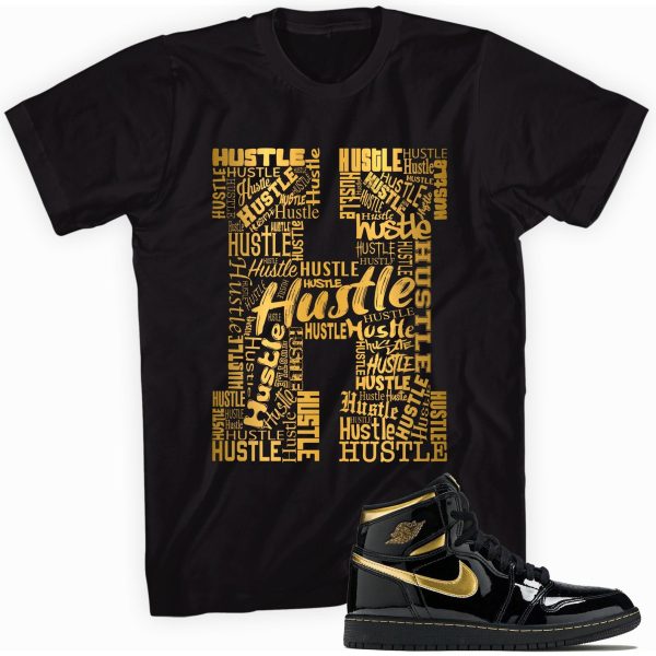 Custom Tee H for Hustle Made to Match Jordan 1s Retro High OG Metallic Gold Jezsport.com