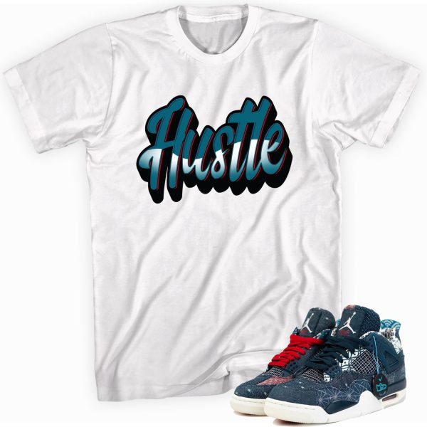 Hustle Shirt Made To Match Jordan 4 Retro Ocean Jezsport.com