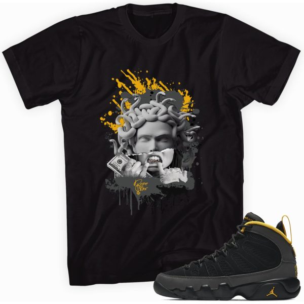 Medusa Custom Sneaker Shirt Made to Match Jordan 9 University Gold Jezsport.com