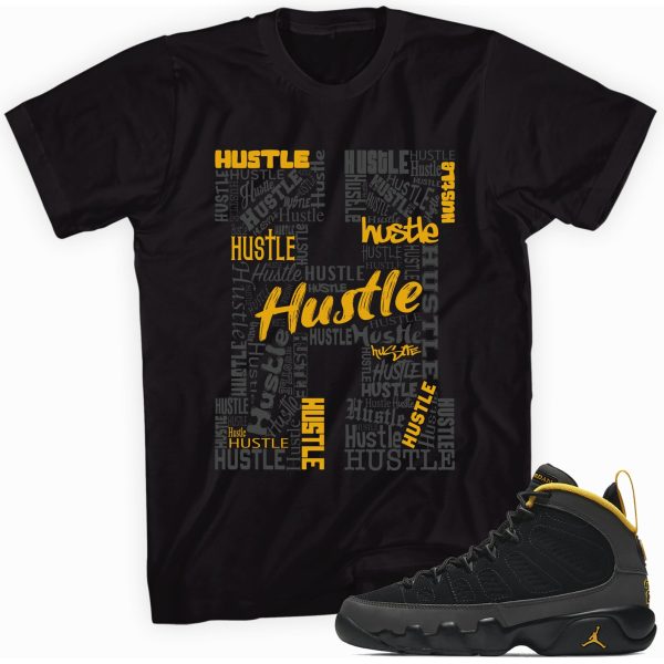 H For Hustle Custom Sneaker Shirt Made to Match Jordan 9 Gold Jezsport.com