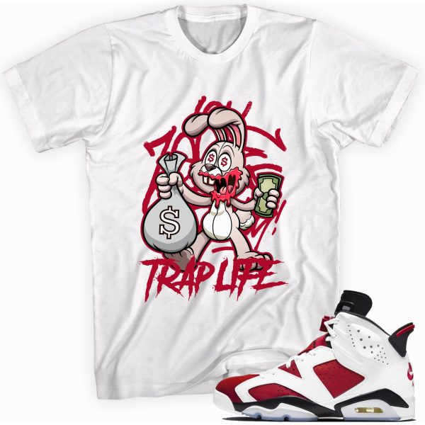 Trap Rabbit Custom Shirt Made to Match Jordan 6 Retro Carmine 2021 Jezsport.com