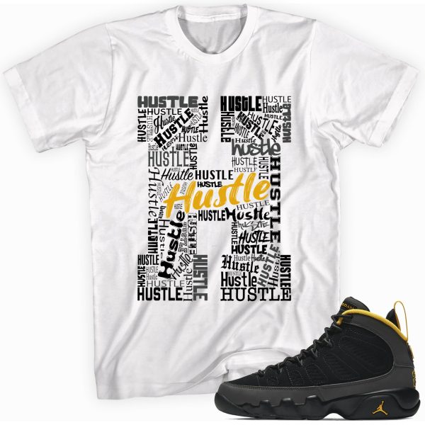 H For Hustle Custom Sneaker Shirt Made to Match Jordan 9 Gold Jezsport.com