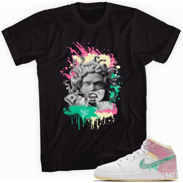 Medusa Custom Sneaker Shirt Made to Match Jordan 1 Mid Paint Drip GS Jezsport.com