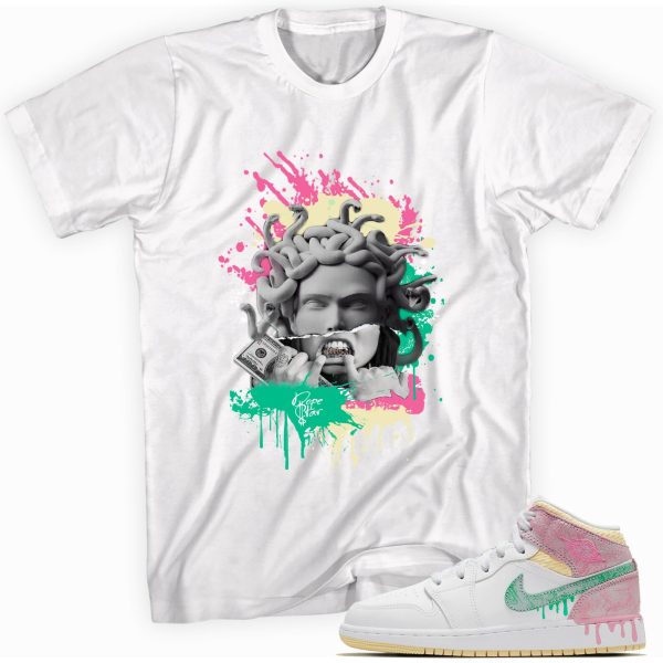 Medusa Custom Sneaker Shirt Made to Match Jordan 1 Mid Paint Drip GS Jezsport.com