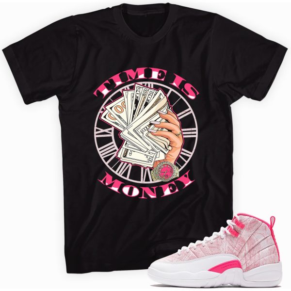 Custom Unisex Time is Money Shirt Made to Match Jordan 12s Retro Arctic Punch (Hyper Pink) Jezsport.com