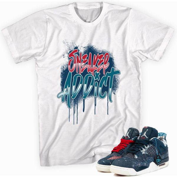 Sneaker Addict T-shirt Made To Match Jordan 4 Retro Deep Ocean Jezsport.com