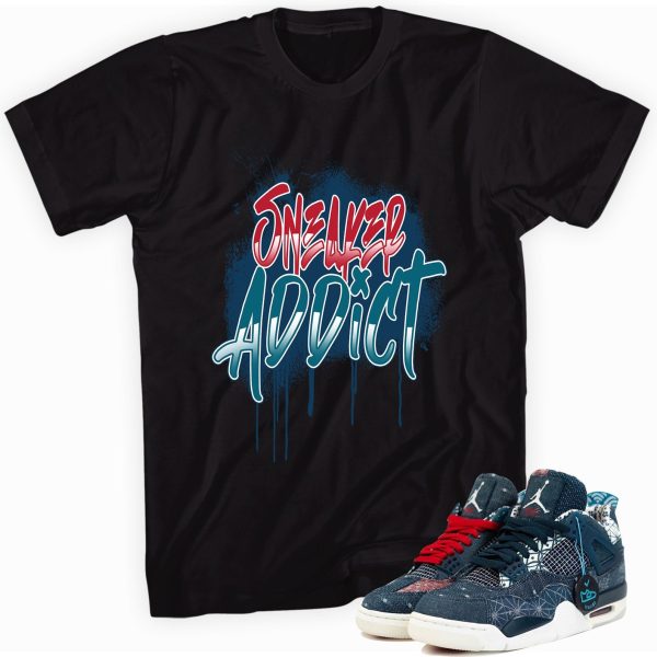 Sneaker Addict T-shirt Made To Match Jordan 4 Retro Deep Ocean Jezsport.com