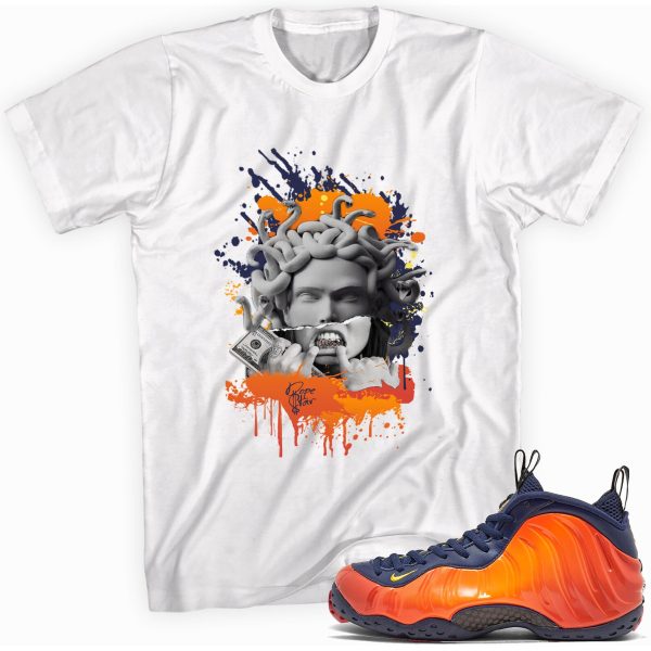 Medusa Custom Sneaker Shirt Made to Match Foamposite One Blue Void Rugged Orange Jezsport.com