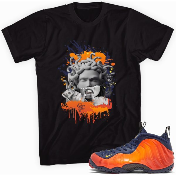 Medusa Custom Sneaker Shirt Made to Match Foamposite One Blue Void Rugged Orange Jezsport.com