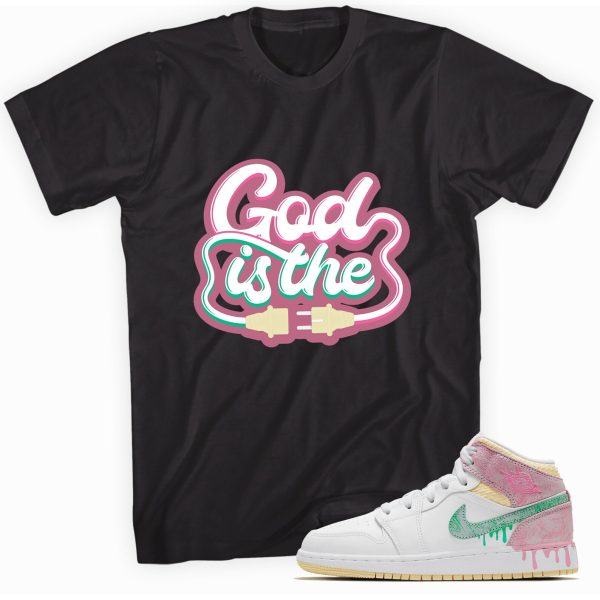 God Is The Plug T-shirt Made To Match Jordan 1 Mid Paint Drip Jezsport.com