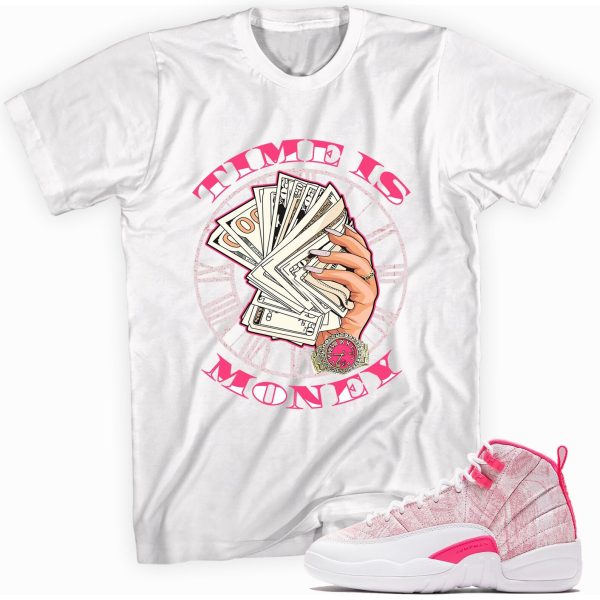 Custom Unisex Time is Money Shirt Made to Match Jordan 12s Retro Arctic Punch (Hyper Pink) Jezsport.com