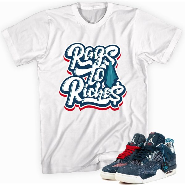 Rags To Riches T-shirt Made To Match Jordan 4 Retro Deep Ocean Jezsport.com