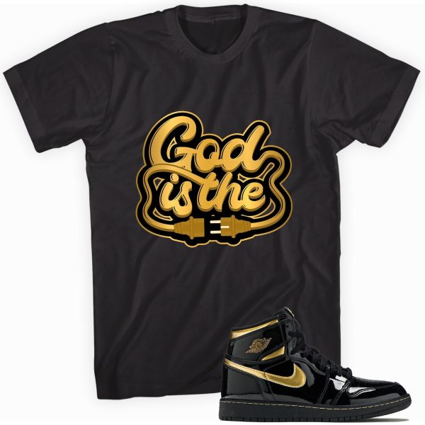 God Is The Plug T-shirt Made To Match Jordan 1 Retro High Metallic Gold Jezsport.com