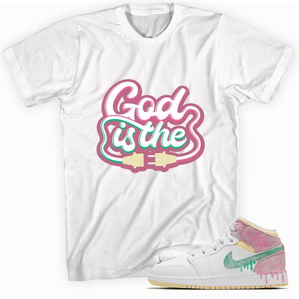 God Is The Plug T-shirt Made To Match Jordan 1 Mid Paint Drip Jezsport.com