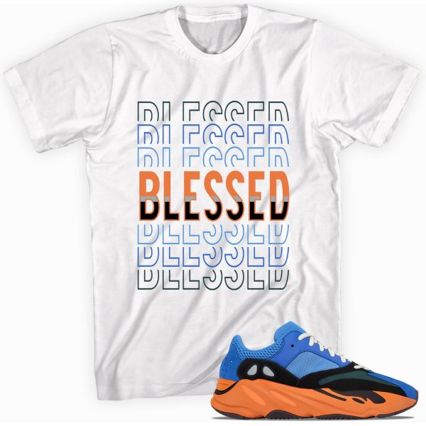 Custom shirt made to match Yeezy Boost 700 Bright Blue T-Shirt - So BlessedMatching Outfits Jezsport.com