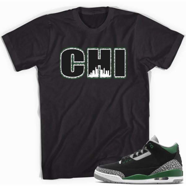 Chicago T-shirt Match Jordan 3 Pine Green Jezsport.com