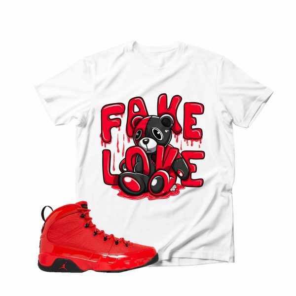 Fake Love Unisex Shirt Match Jordan 9 Retro Chile Red Jezsport.com