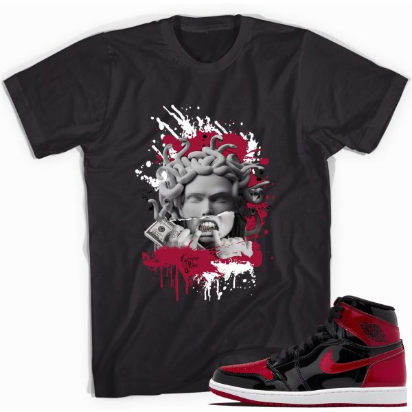 Medusa T-Shirt Match Jordan 1 Retro Bred Patent Jezsport.com