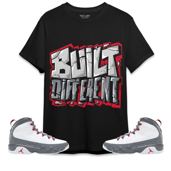 Built Different Unisex Shirt Match Jordan 9 Retro Fire Red Jezsport.com