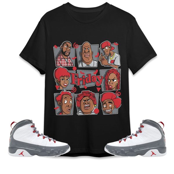 Friday 90s Cartoon Unisex Shirt Match Jordan 9 Retro Fire Red Jezsport.com