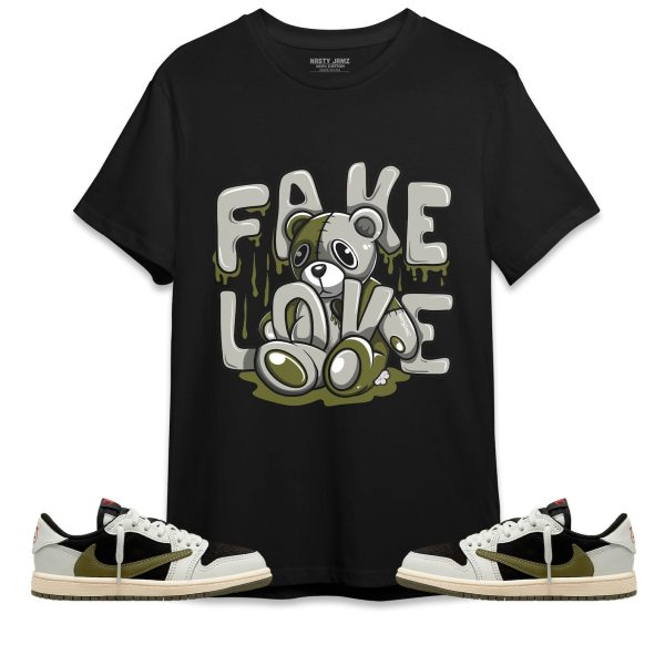 Fake Love Unisex Shirt Match Jordan 1 Low Olive Jezsport.com