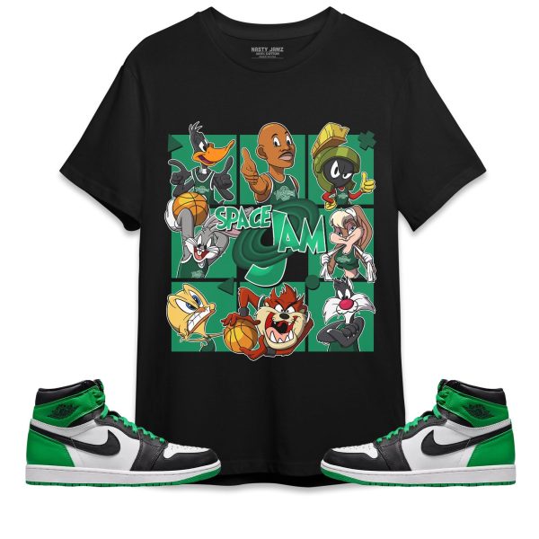 Space Jam MJ Unisex Shirt Match Jordan 1 Celtic Lucky Green Jezsport.com