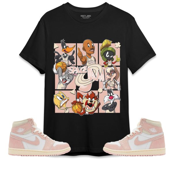 Space Jam MJ Unisex Shirt Match Jordan 1 OG Washed Pink Jezsport.com