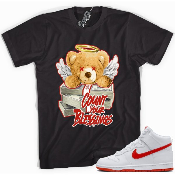 Count Your Blessings Sneaker Shirt Made To Match Dunks High White Picante Red Jezsport.com