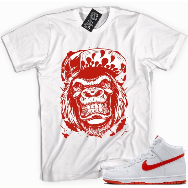 Gorilla Beast Sneaker Shirt Made To Match Dunks High White Picante Red Jezsport.com