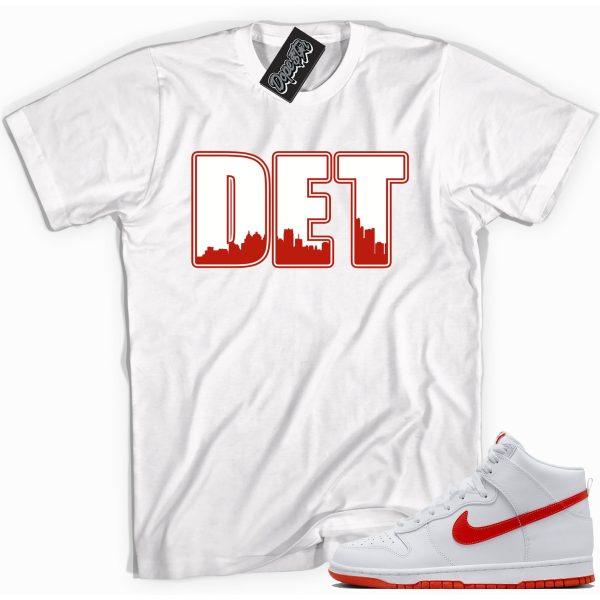 Detroit Sneaker Shirt Made To Match Dunks High White Picante Red Jezsport.com